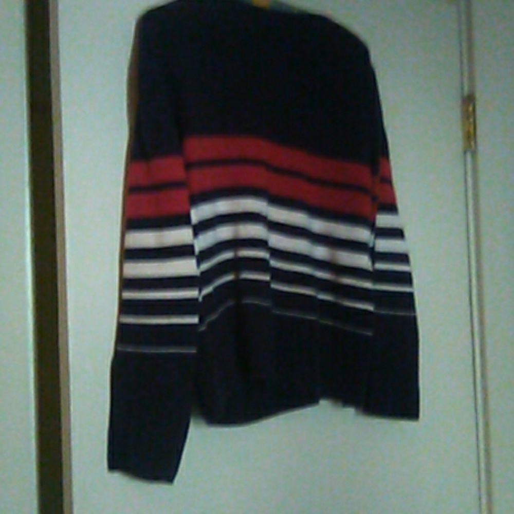 Talbots navy red white sweater